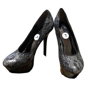 Carlos Santana Womens Black High Heel Shoes Size 7 5” Pump Dressy Formal